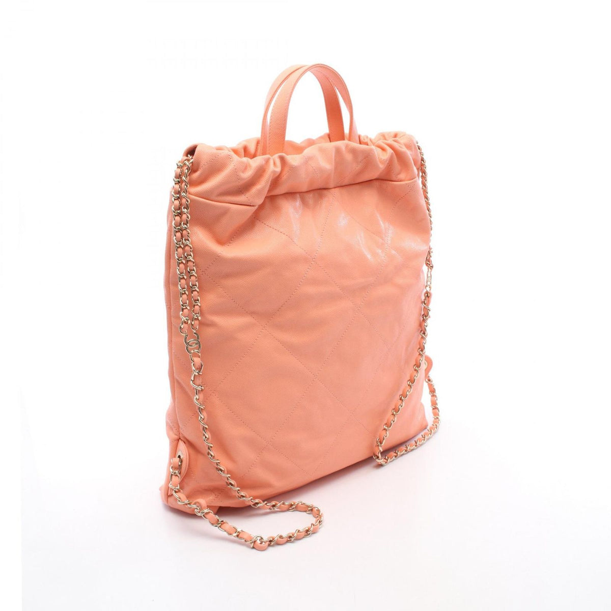 Chanel Backpack 22 Large Coral Pink Leather 22 Quilted Chain — view 2