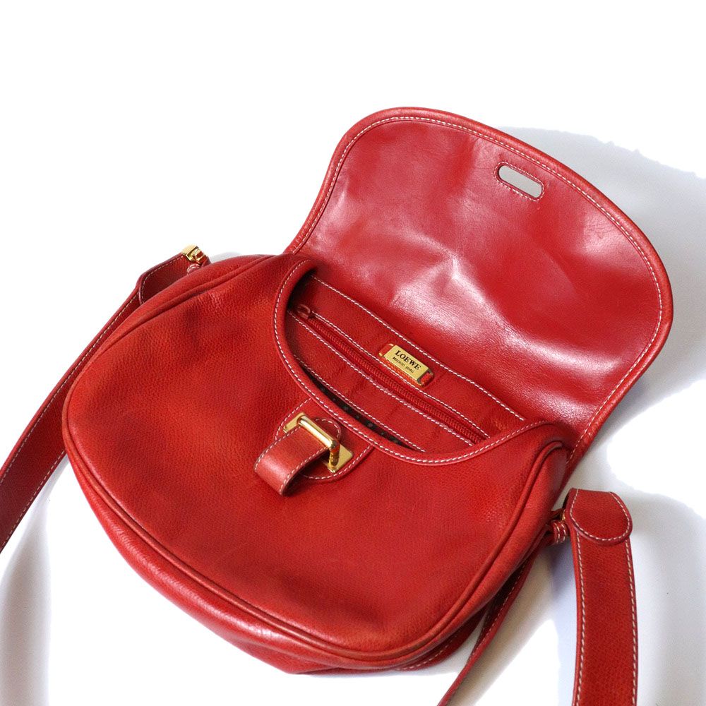 Loewe Shoulder Bag Anagram Leather Red Vintage — view 7