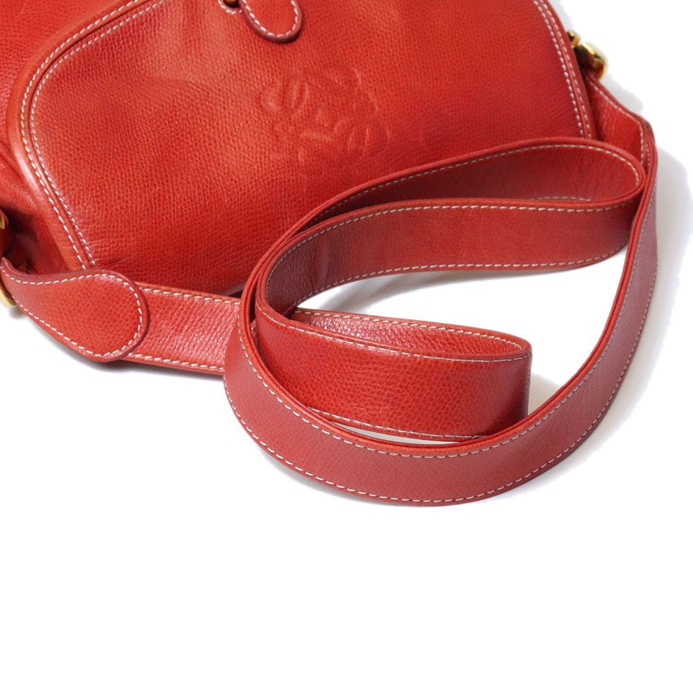 Loewe Shoulder Bag Anagram Leather Red Vintage — view 5