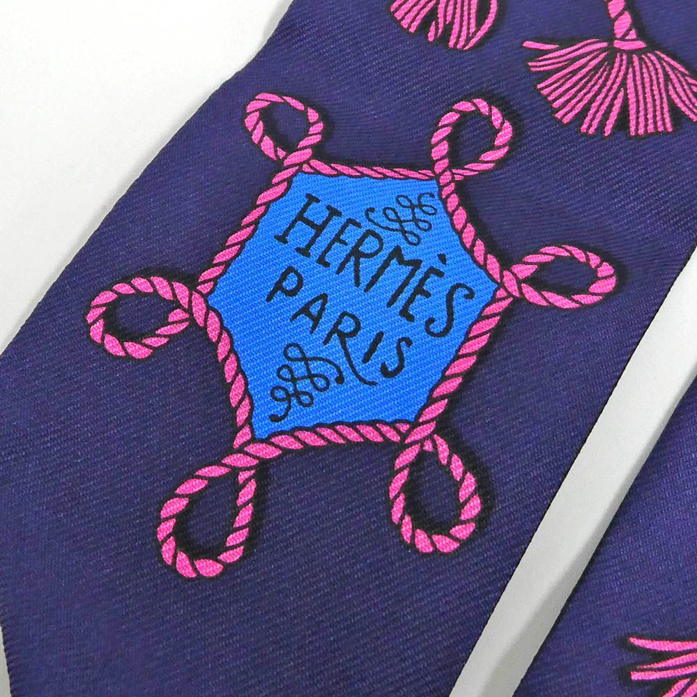 Hermes Twilly Ornament and Brandenburg Galons Et Brandebourgs Silk Black Navy — view 5