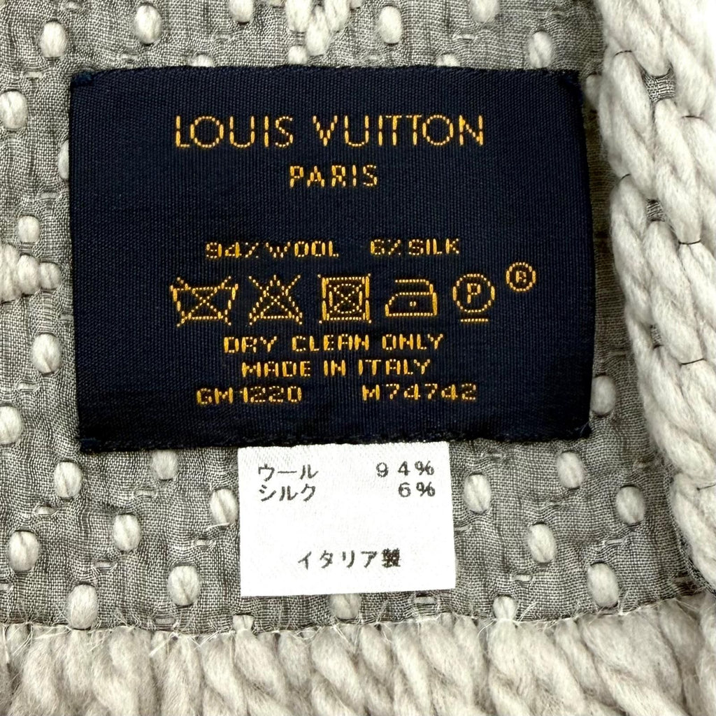 Louis Vuitton Echarpe Logomania Wool Silk Blend Gripe Loulou Fringe Scarf — view 6