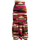 Dior Linen Cotton Blend All Over Pattern Knit Long Skirt Multi 40