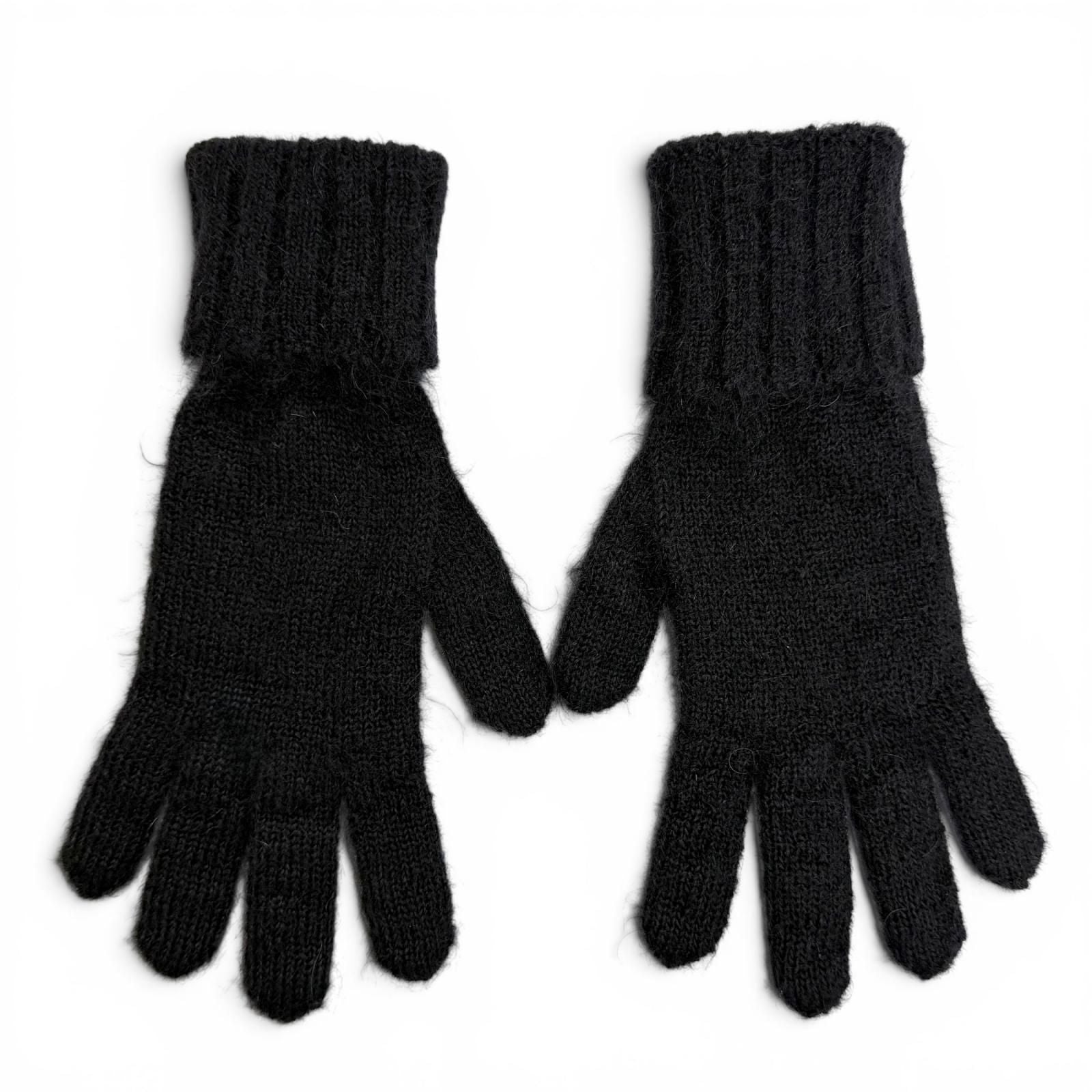 Louis Vuitton Gloves LV Script Mohair Wool Logo Embroidery Knit Black — view 4