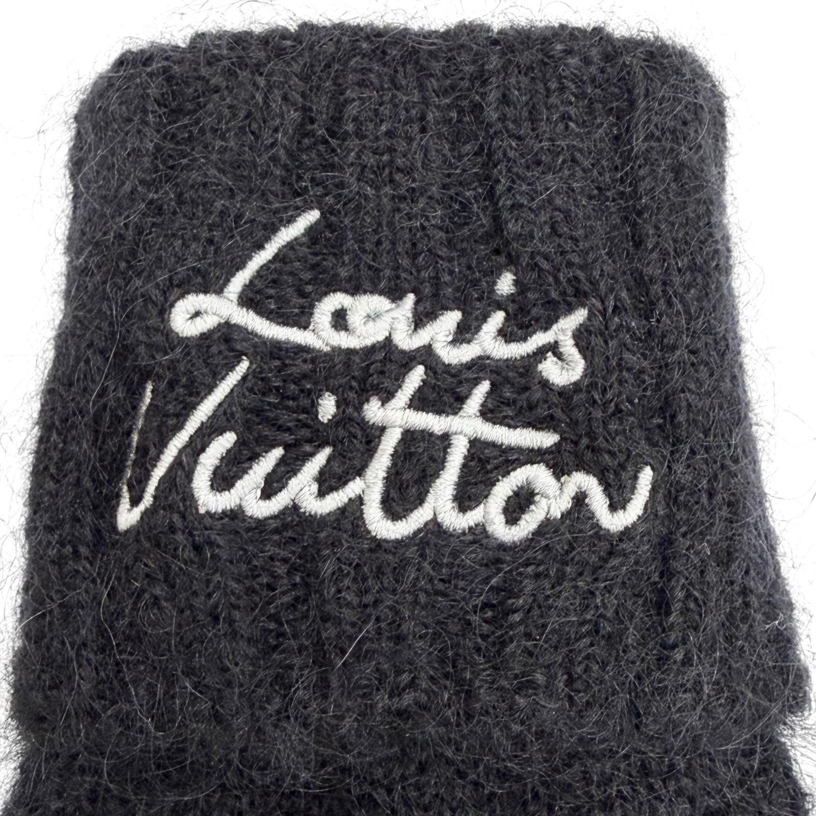 Louis Vuitton Gloves LV Script Mohair Wool Logo Embroidery Knit Black — view 6
