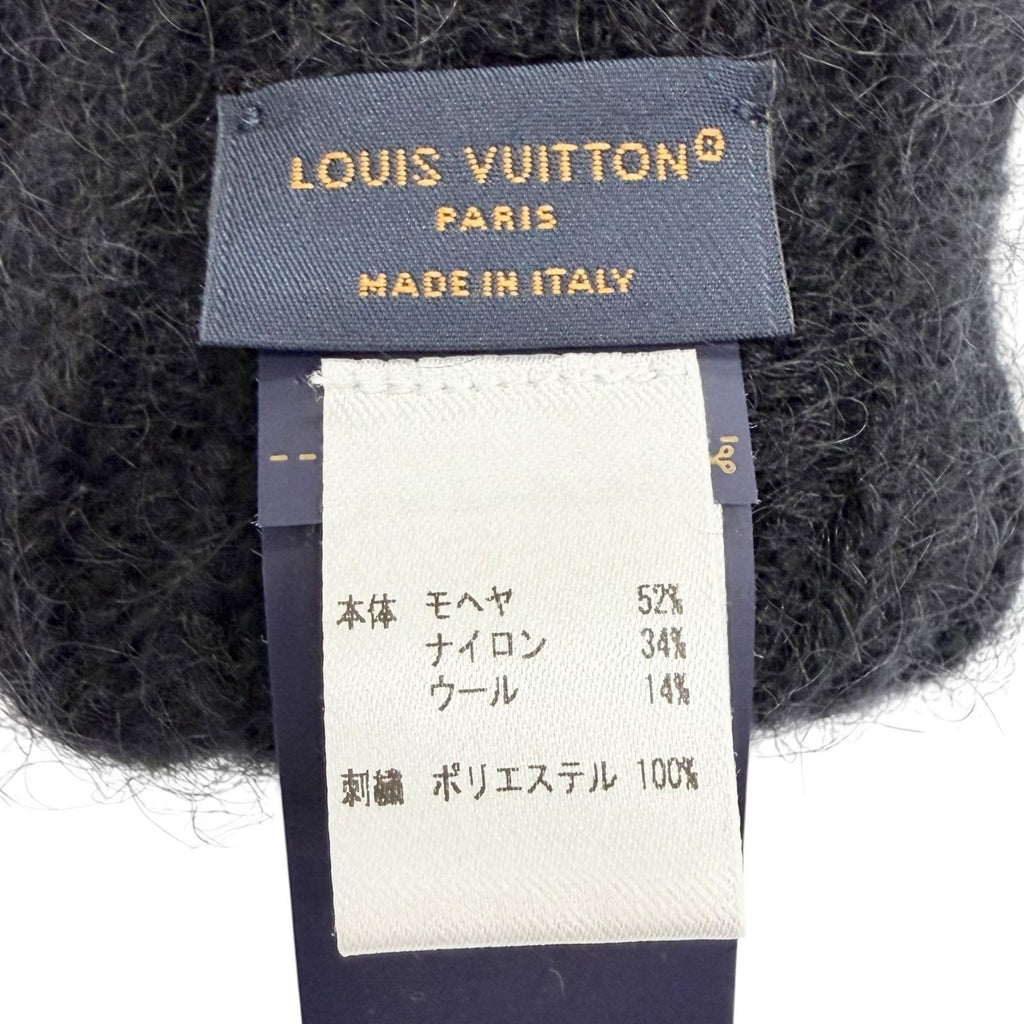 Louis Vuitton Gloves LV Script Mohair Wool Logo Embroidery Knit Black — view 7