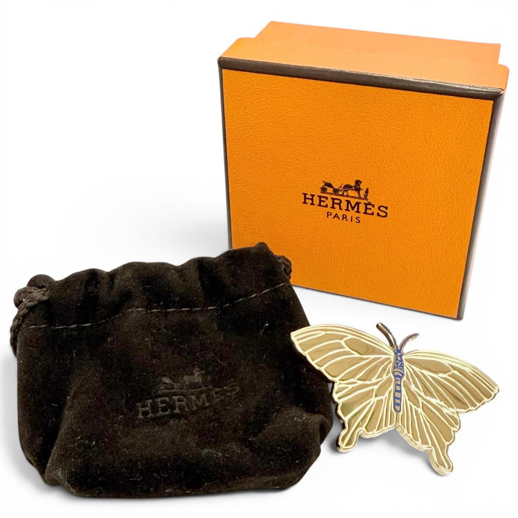 Hermes Scarf Ring Papillon Permabrass Marine Butterfly Twilly — view 2