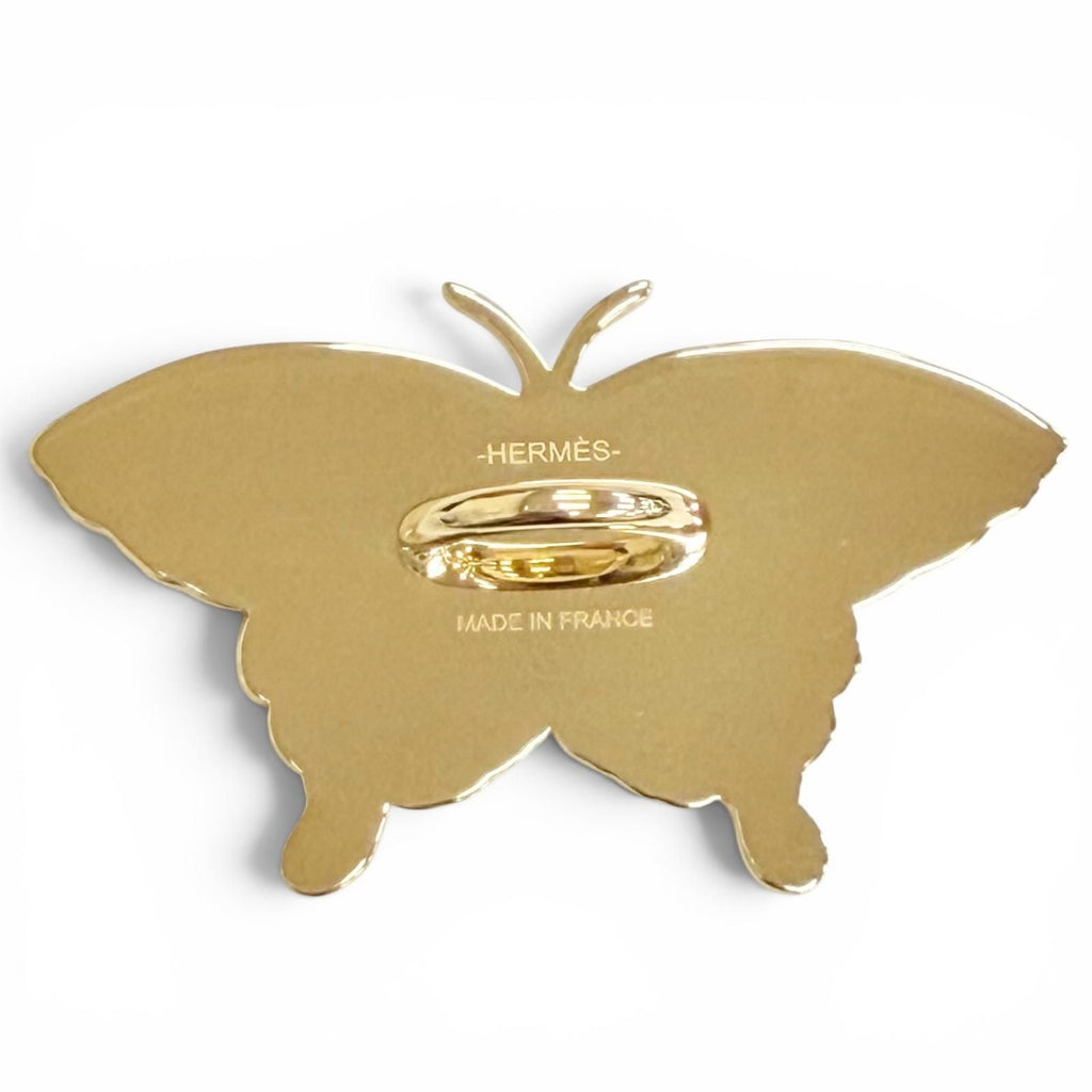 Hermes Scarf Ring Papillon Permabrass Marine Butterfly Twilly — view 3