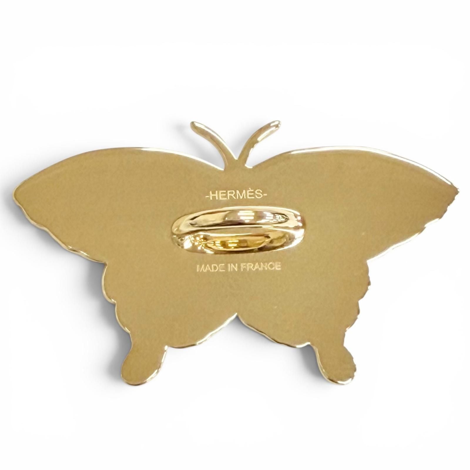 Hermes Scarf Ring Papillon Permabrass Marine Butterfly Twilly — view 3