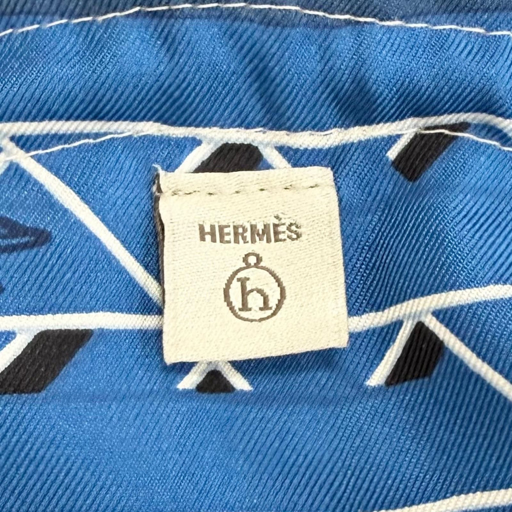 Hermes Petit h 100% Silk Masan & Reversible Drawstring Pouch Yellow Blue — view 7