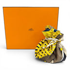 Hermes Petit h 100% Silk Masan & Reversible Drawstring Pouch Yellow Blue — view 2