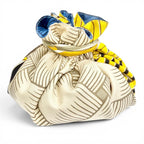 Hermes Petit h 100% Silk Masan & Reversible Drawstring Pouch Yellow Blue — view 3