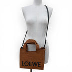 Loewe Font Tote Small Raffia Honey Gold Leather 2-Way Shoulder Bag — view 3