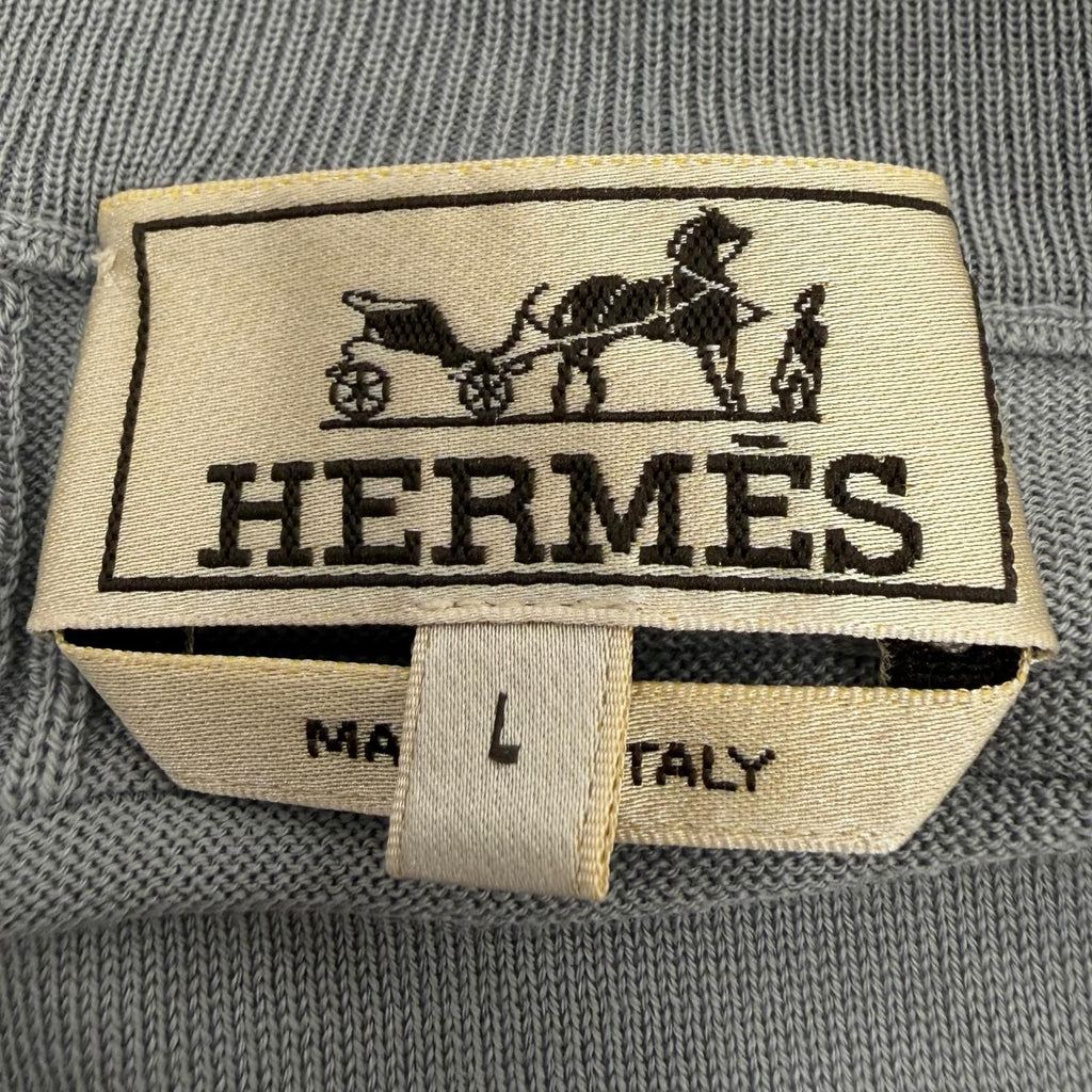 Hermes Fragmon Equestre Integral Wool Crew Neck Knit Gray Sweater — view 6