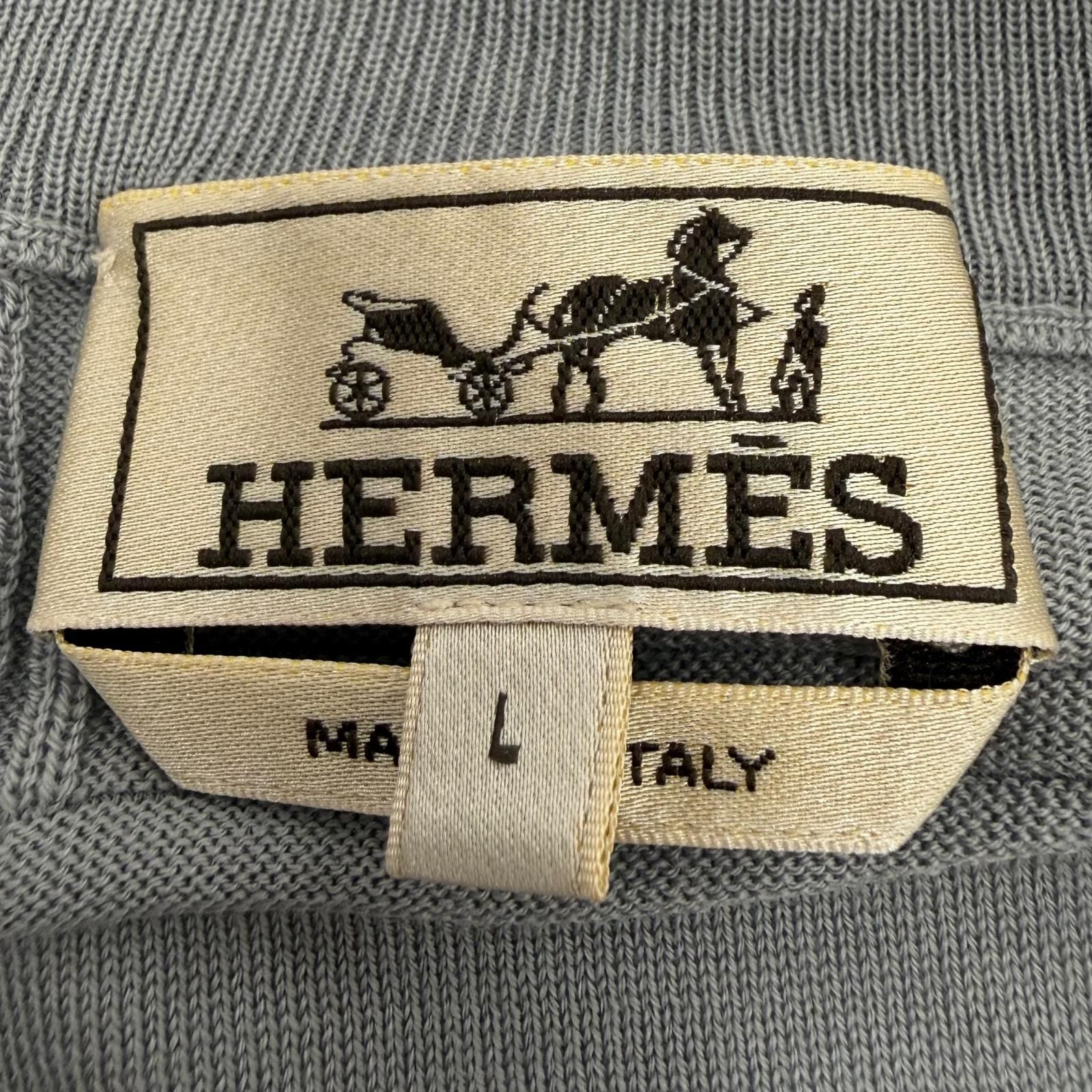 Hermes Fragmon Equestre Integral Wool Crew Neck Knit Gray Sweater — view 6