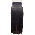 Hermes Leather with Chain Slit Long Pleated Skirt Dark Brown 38 — view 4