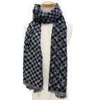 Louis Vuitton Etole Damier Gradient Wool Silk Shawl Black Gray Scarf — view 3