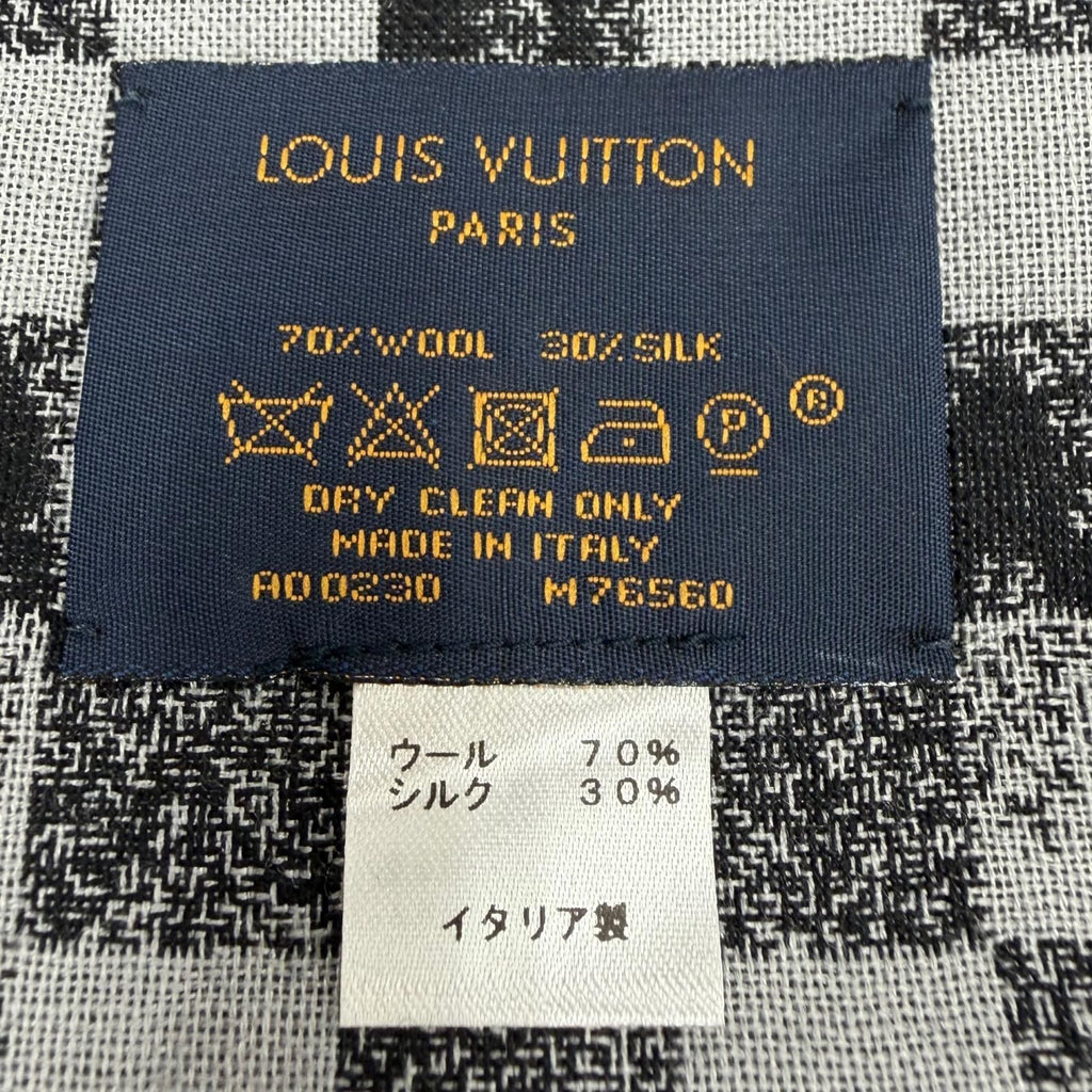 Louis Vuitton Etole Damier Gradient Wool Silk Shawl Black Gray Scarf — view 7