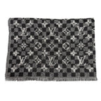 Louis Vuitton Etole Damier Gradient Wool Silk Shawl Black Gray Scarf