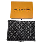 Louis Vuitton Etole Damier Gradient Wool Silk Shawl Black Gray Scarf — view 2