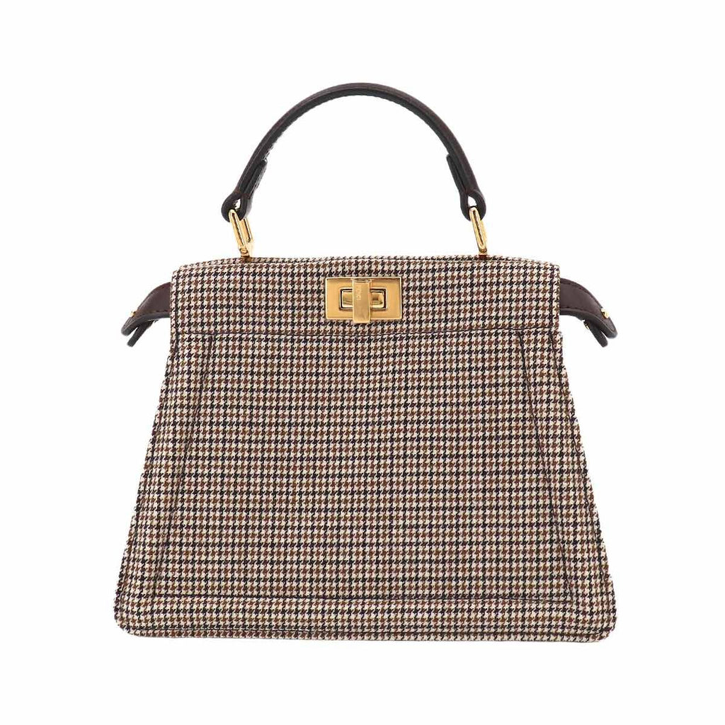 Fendi Peekaboo ISeeU Petit 2-Way Bag Canvas Leather Brown — view 3