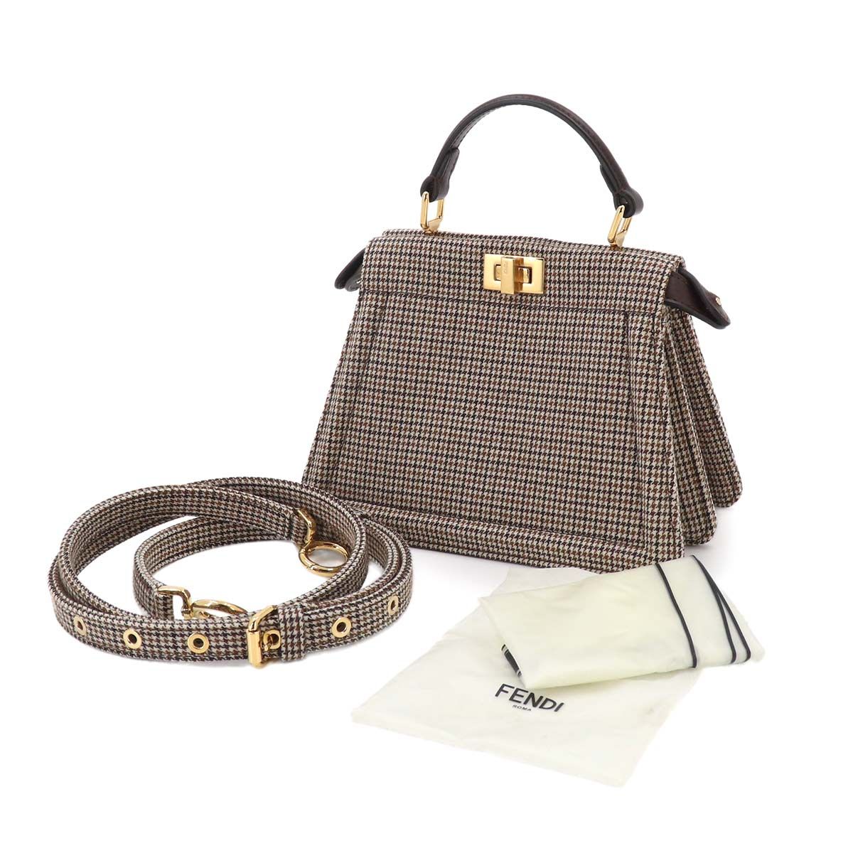 Fendi Peekaboo ISeeU Petit 2-Way Bag Canvas Leather Brown — view 2