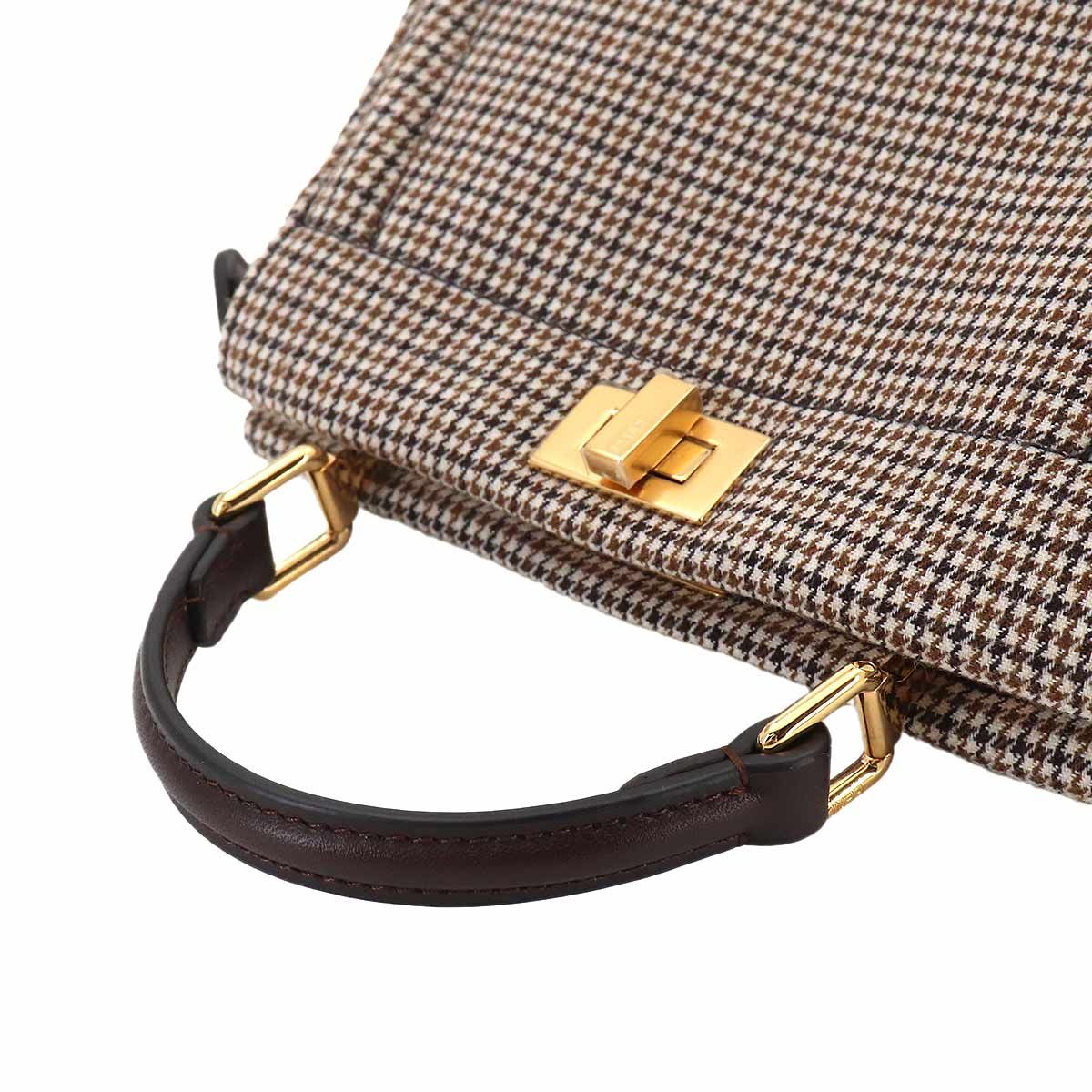 Fendi Peekaboo ISeeU Petit 2-Way Bag Canvas Leather Brown — view 6
