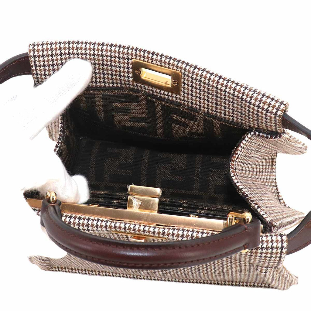 Fendi Peekaboo ISeeU Petit 2-Way Bag Canvas Leather Brown — view 8