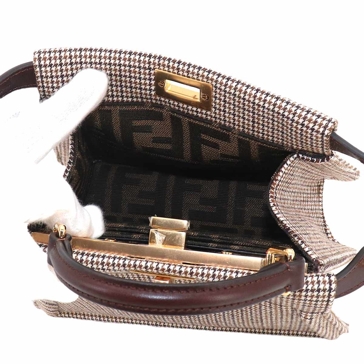 Fendi Peekaboo ISeeU Petit 2-Way Bag Canvas Leather Brown — view 8