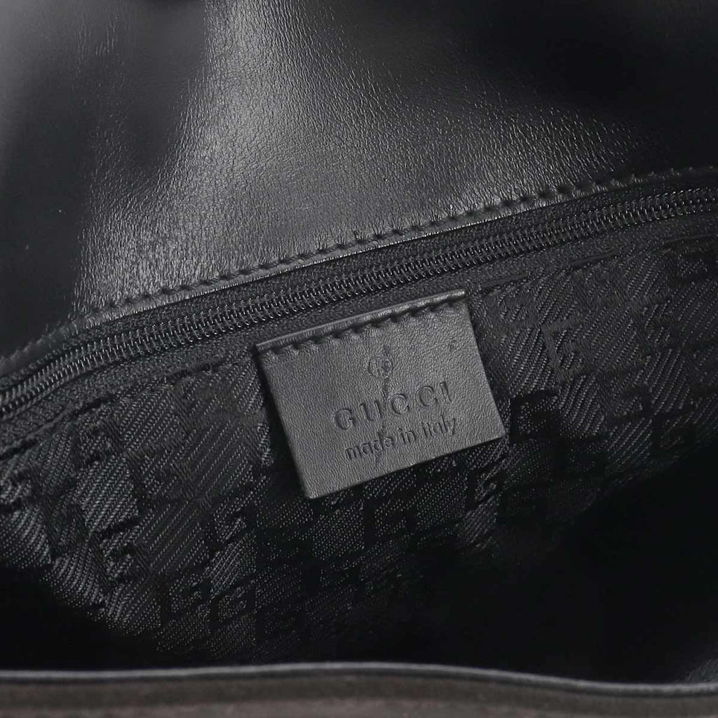 Gucci Tiger Head Shoulder Bag Suede Leather Brown Black Gold — view 7