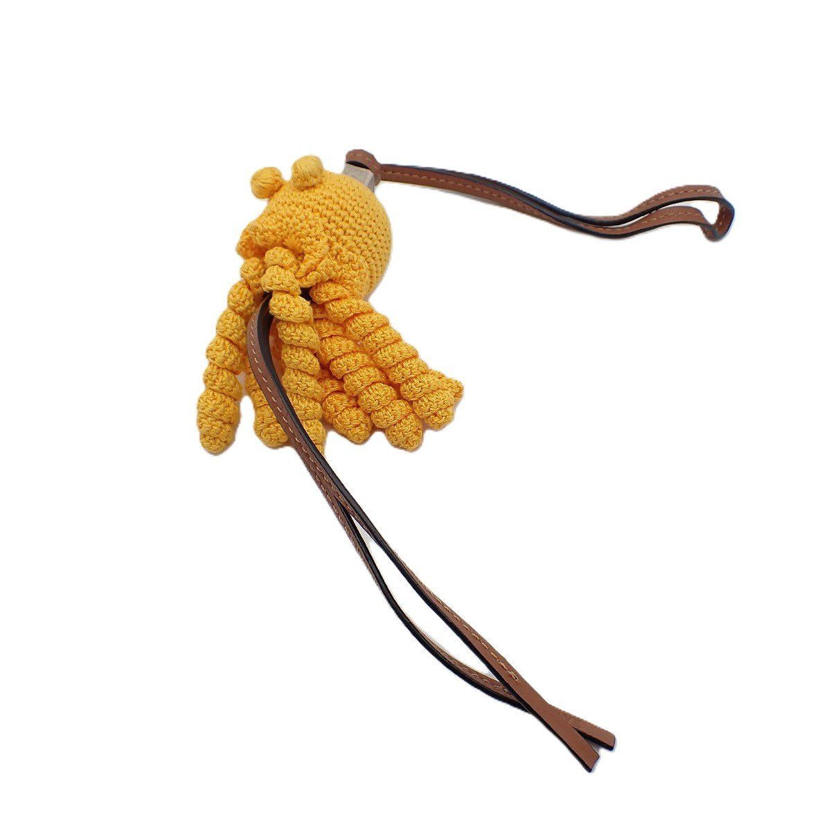 Loewe Jelly Fish Key Holder Bag Charm Cotton Cowhide Yellow Pawn