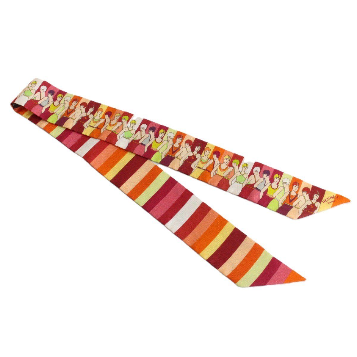 Hermes Tsuiri People Who Play in the Water 100% Silk Orange Pawn Scarf