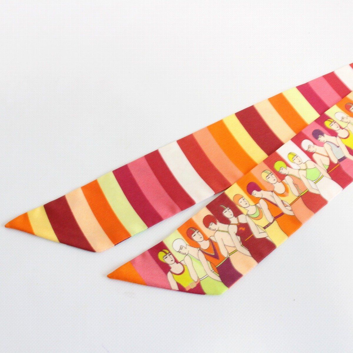 Hermes Tsuiri People Who Play in the Water 100% Silk Orange Pawn Scarf — view 6