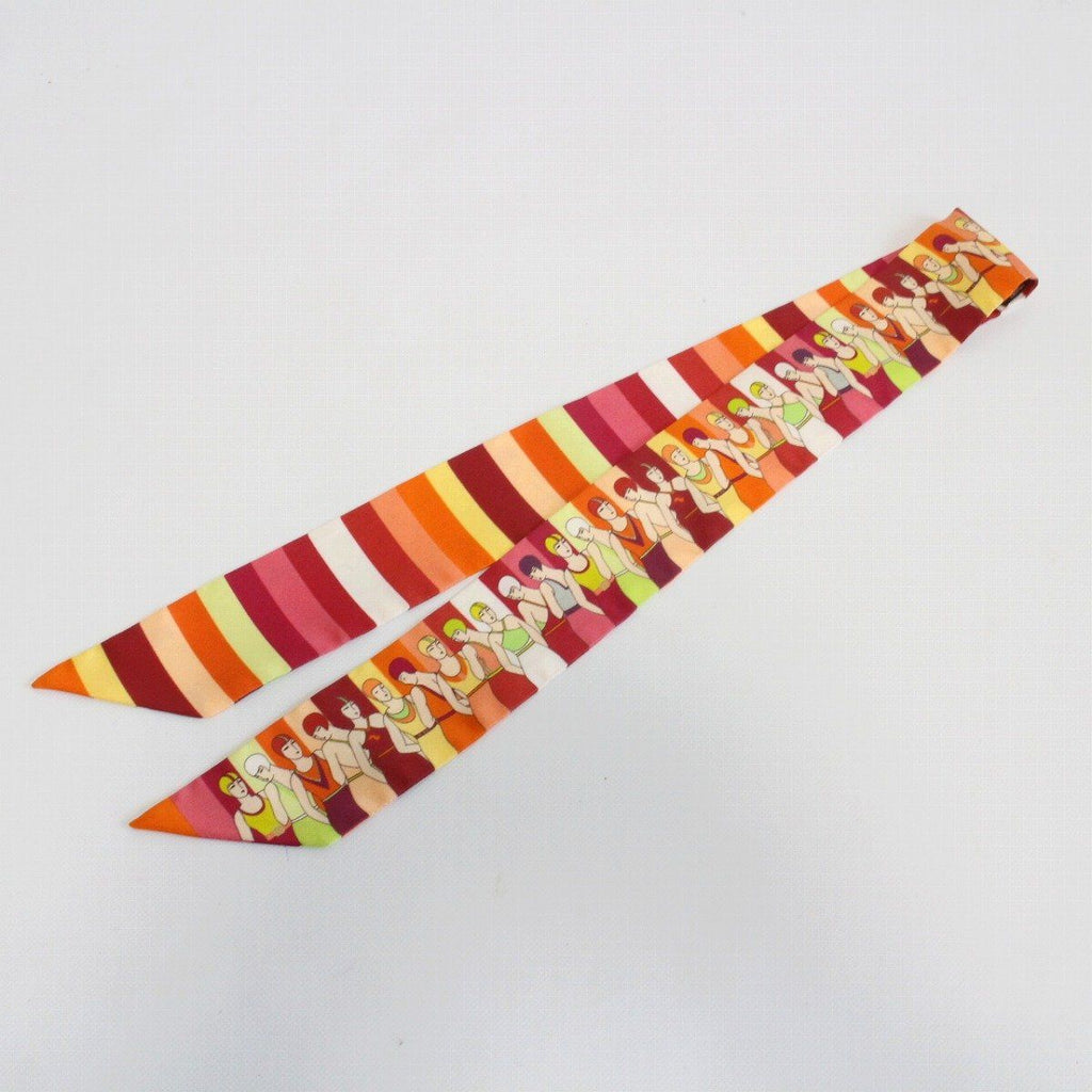 Hermes Tsuiri People Who Play in the Water 100% Silk Orange Pawn Scarf — view 2