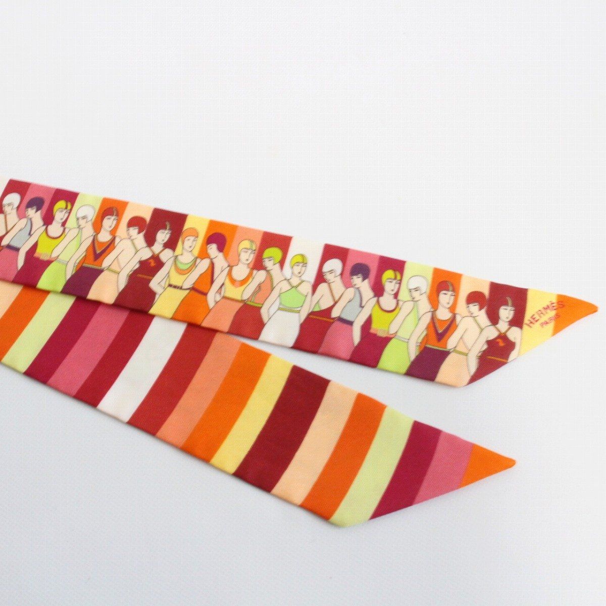 Hermes Tsuiri People Who Play in the Water 100% Silk Orange Pawn Scarf — view 4