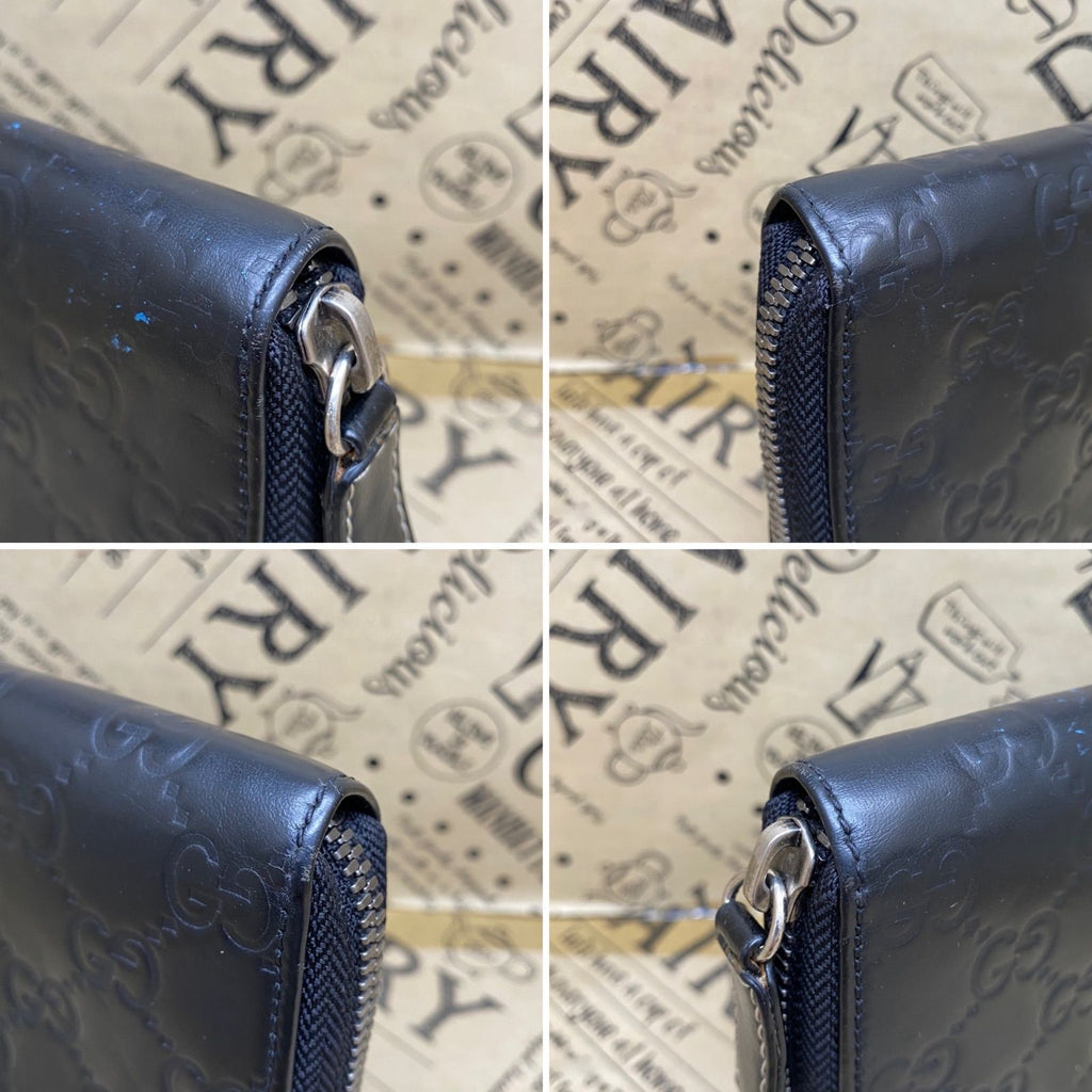Gucci Zip Up Zip Around Wallet Embossed Black — view 8
