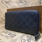 Gucci Zip Up Zip Around Wallet Embossed Black — view 2