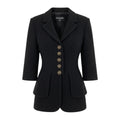 Chanel Cropped Tweed Jacket CC Logo 38 Black