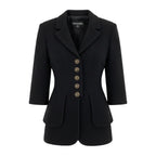 Chanel Cropped Tweed Jacket CC Logo 38 Black
