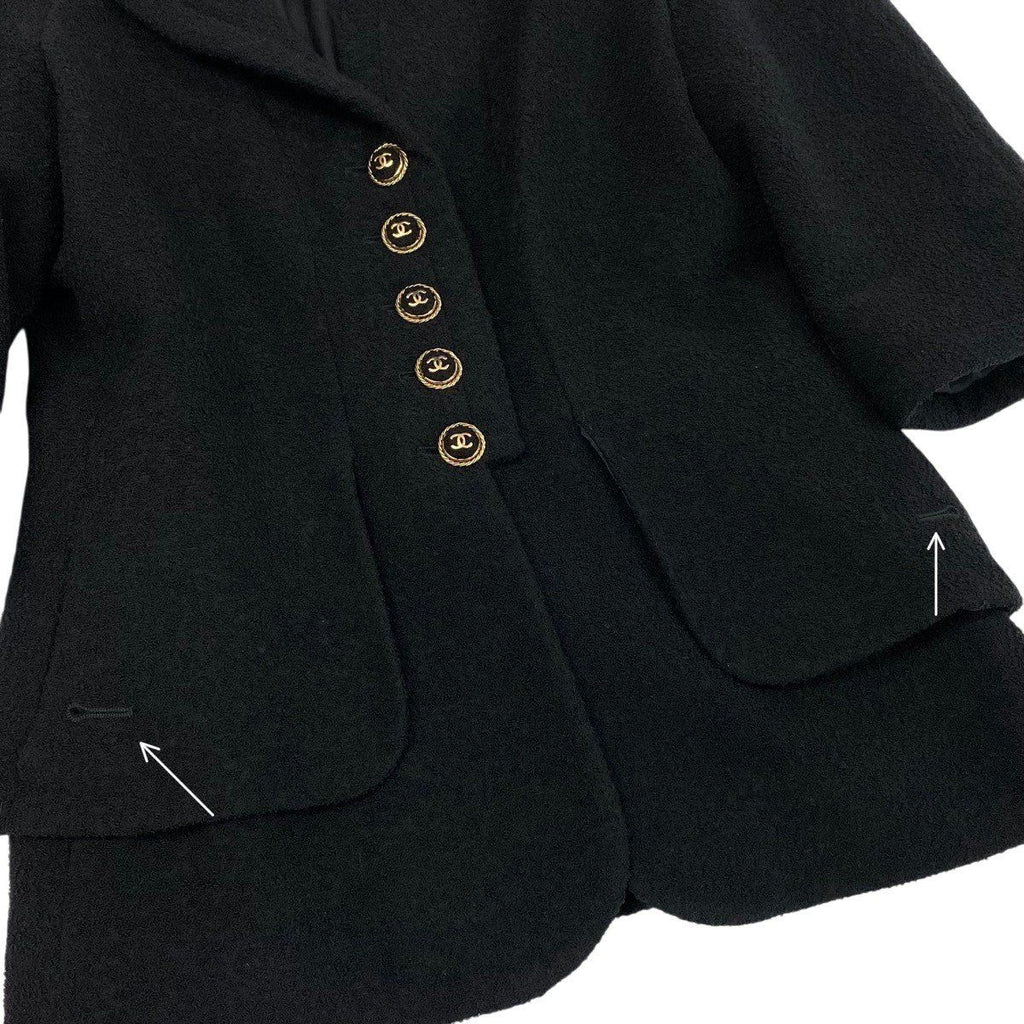 Chanel Cropped Tweed Jacket CC Logo 38 Black — view 8