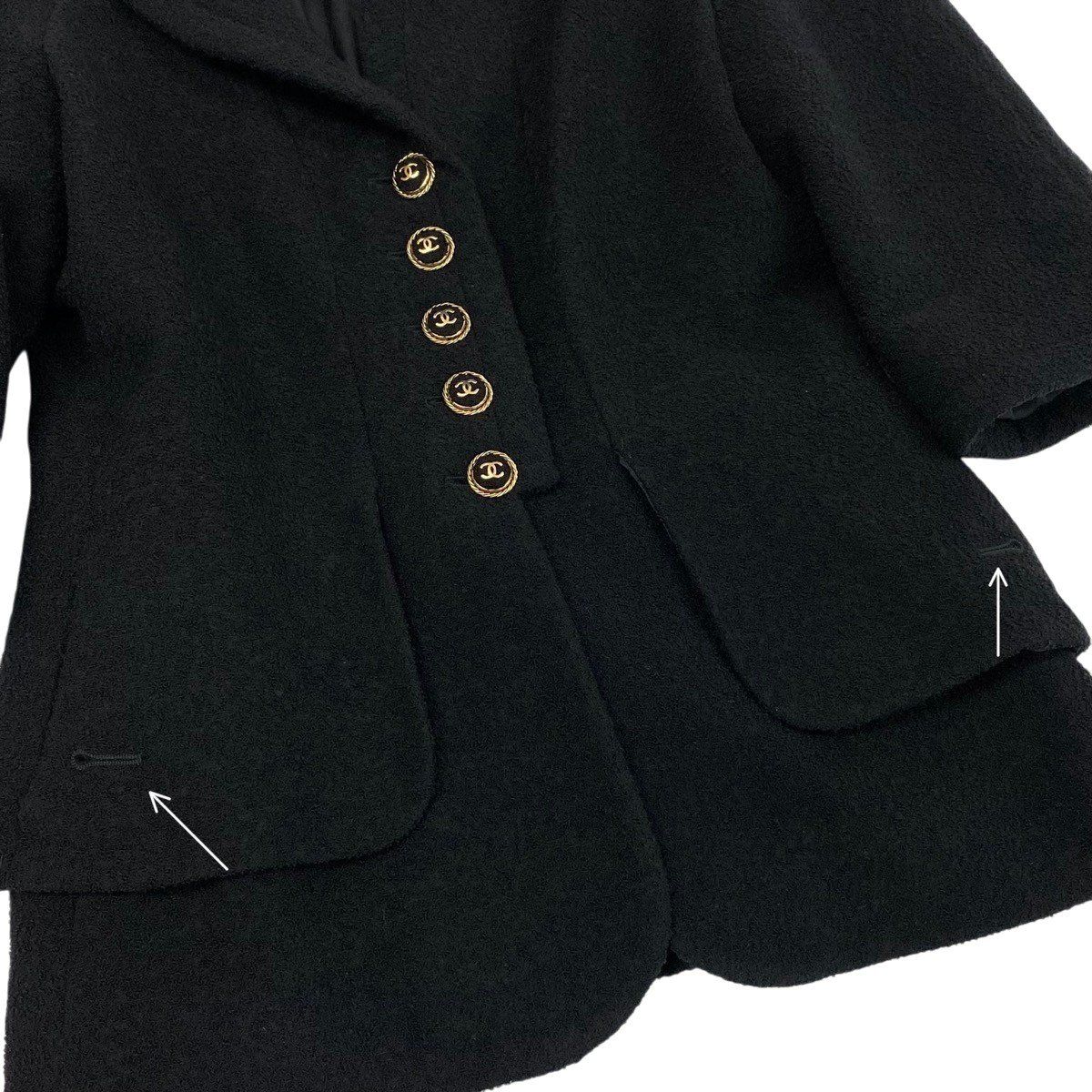 Chanel Cropped Tweed Jacket CC Logo 38 Black — view 8