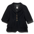 Chanel Cropped Tweed Jacket CC Logo 38 Black — view 2