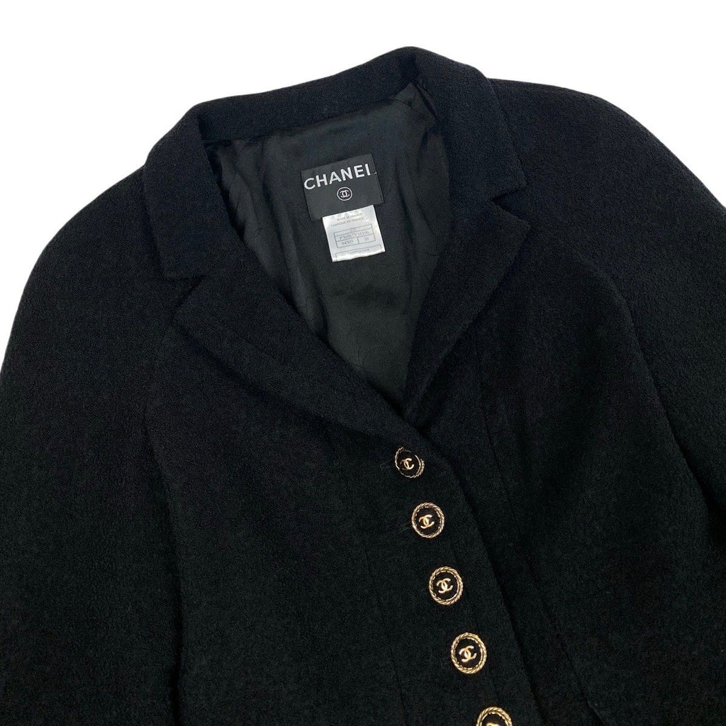 Chanel Cropped Tweed Jacket CC Logo 38 Black — view 5