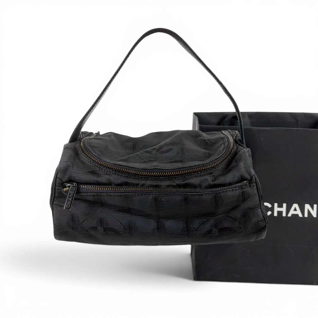 Chanel New Travel Line Vanity Pouch Black Nylon Canvas