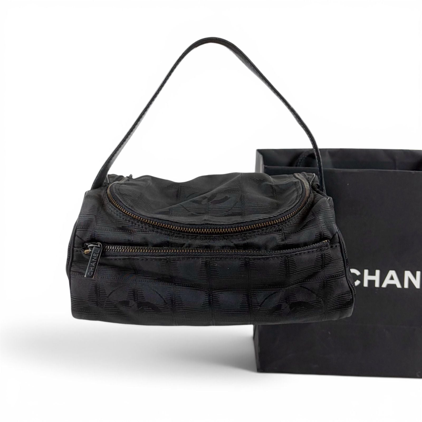 Chanel New Travel Line Vanity Pouch Black Nylon Canvas