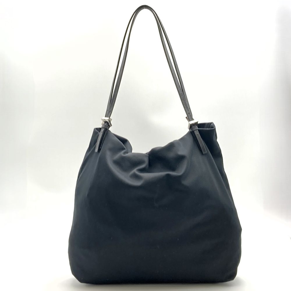 Fendi Tote Bag Cotton Jersey Leather Black Vintage — view 4