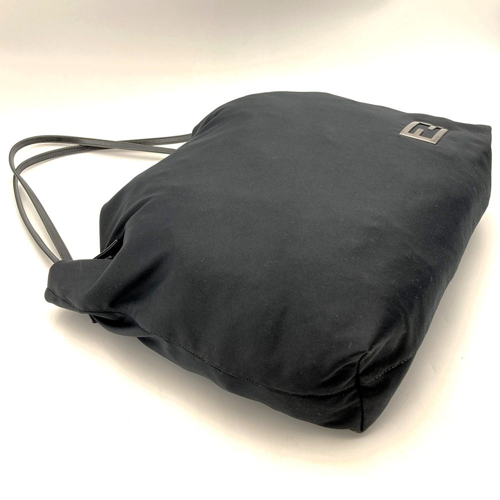 Fendi Tote Bag Cotton Jersey Leather Black Vintage — view 3