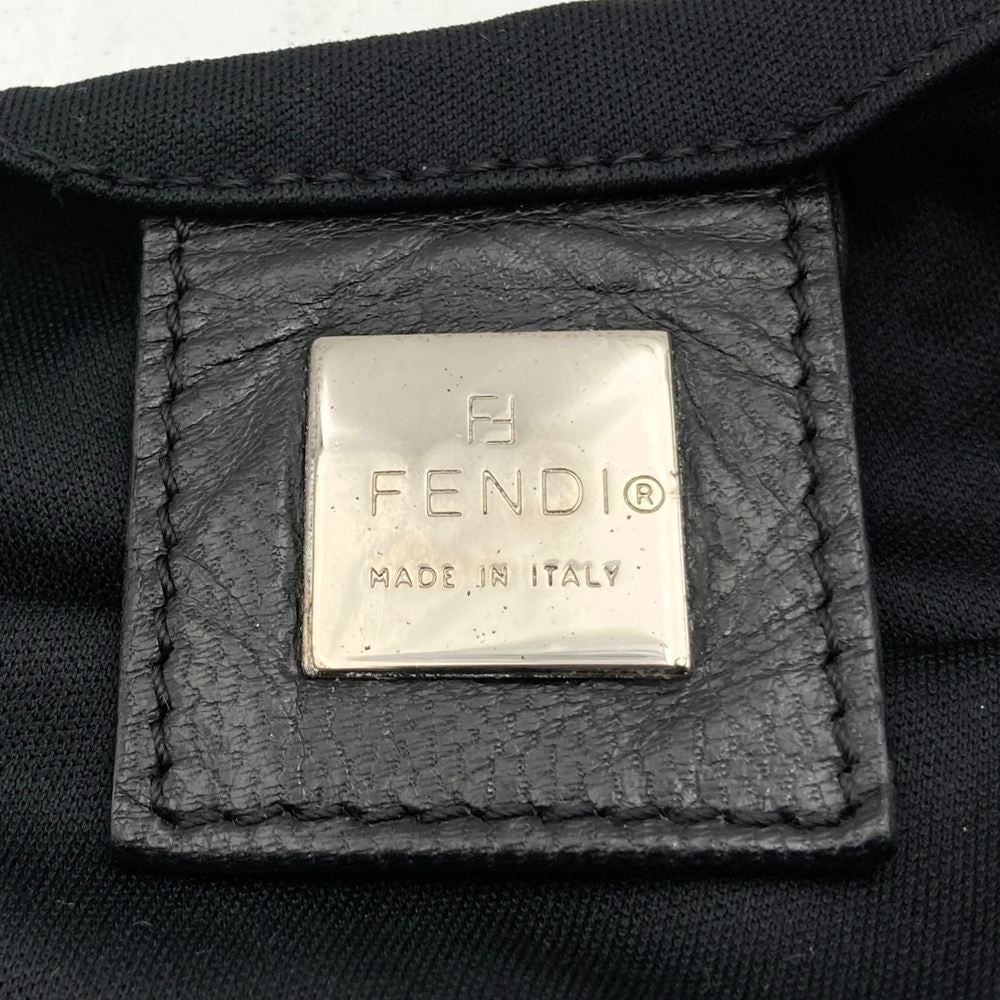 Fendi Tote Bag Cotton Jersey Leather Black Vintage — view 7