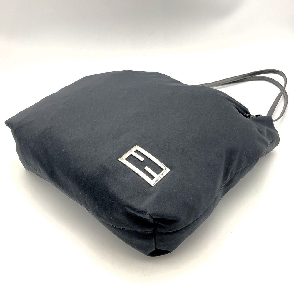 Fendi Tote Bag Cotton Jersey Leather Black Vintage — view 2