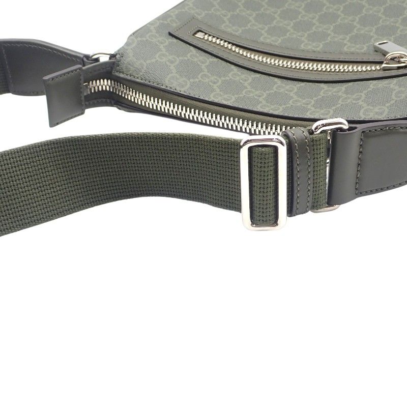 Gucci Small Messenger Bag GG Supreme Canvas Khaki Silver — view 8