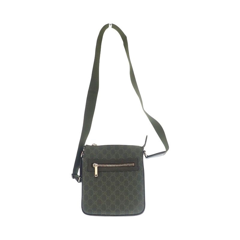 Gucci Small Messenger Bag GG Supreme Canvas Khaki Silver — view 7